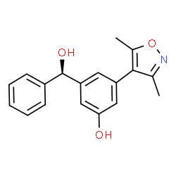 ChemSpider 2D Image | 3-(3,5-Dimethyl-1,2-oxazol-4-yl)-5-[(R)-hydroxy(phenyl)methyl]phenol | C18H17NO3