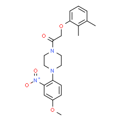 ChemSpider 2D Image | 2-(2,3-Dimethylphenoxy)-1-[4-(4-methoxy-2-nitrophenyl)-1-piperazinyl]ethanone | C21H25N3O5