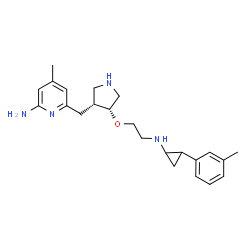 ChemSpider 2D Image | 4-Methyl-6-{[(3R,4R)-4-(2-{[2-(3-methylphenyl)cyclopropyl]amino}ethoxy)-3-pyrrolidinyl]methyl}-2-pyridinamine | C23H32N4O