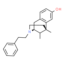 ChemSpider 2D Image | (1S,9S)-1,13-Dimethyl-10-(2-phenylethyl)-10-azatricyclo[7.3.1.0~2,7~]trideca-2,4,6-trien-4-ol | C22H27NO