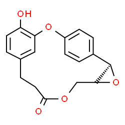 ChemSpider 2D Image | (2R,4R)-13-Hydroxy-3,6,15-trioxatetracyclo[14.2.2.1~10,14~.0~2,4~]henicosa-1(18),10(21),11,13,16,19-hexaen-7-one | C18H16O5