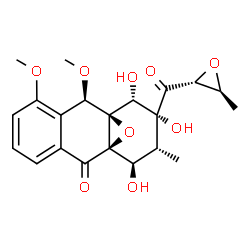 ChemSpider 2D Image | (1R,9R,10R,11R,12R,13R,14R)-11,12,14-Trihydroxy-7,9-dimethoxy-13-methyl-12-{[(2R,3S)-3-methyl-2-oxiranyl]carbonyl}-15-oxatetracyclo[8.4.1.0~1,10~.0~3,8~]pentadeca-3,5,7-trien-2-one | C21H24O9
