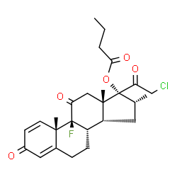 ChemSpider 2D Image | (9beta,14beta,16alpha)-21-Chloro-9-fluoro-16-methyl-3,11,20-trioxopregna-1,4-dien-17-yl butyrate | C26H32ClFO5