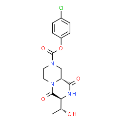 ChemSpider 2D Image | 4-Chlorophenyl (7S,9aR)-7-[(1R)-1-hydroxyethyl]-6,9-dioxooctahydro-2H-pyrazino[1,2-a]pyrazine-2-carboxylate | C16H18ClN3O5