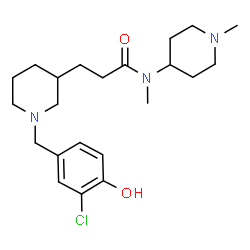 ChemSpider 2D Image | 3-[1-(3-Chloro-4-hydroxybenzyl)-3-piperidinyl]-N-methyl-N-(1-methyl-4-piperidinyl)propanamide | C22H34ClN3O2