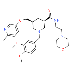 ChemSpider 2D Image | (3R,5S)-1-(3,4-Dimethoxybenzyl)-5-{[(6-methyl-3-pyridinyl)oxy]methyl}-N-[2-(4-morpholinyl)ethyl]-3-piperidinecarboxamide | C28H40N4O5