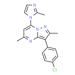 ChemSpider 2D Image | 3-(4-Chlorophenyl)-2,5-dimethyl-7-(2-methyl-1H-imidazol-1-yl)pyrazolo[1,5-a]pyrimidine | C18H16ClN5