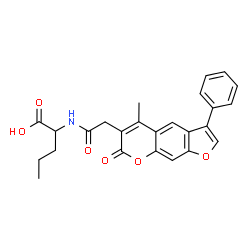 ChemSpider 2D Image | N-[(5-Methyl-7-oxo-3-phenyl-7H-furo[3,2-g]chromen-6-yl)acetyl]norvaline | C25H23NO6
