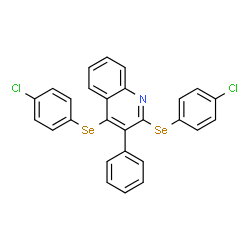 ChemSpider 2D Image | 2,4-Bis[(4-chlorophenyl)selanyl]-3-phenylquinoline | C27H17Cl2NSe2