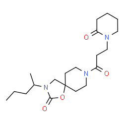 ChemSpider 2D Image | 8-[3-(2-Oxo-1-piperidinyl)propanoyl]-3-(2-pentanyl)-1-oxa-3,8-diazaspiro[4.5]decan-2-one | C20H33N3O4