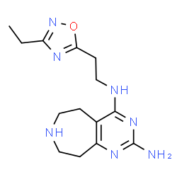 ChemSpider 2D Image | N~4~-[2-(3-Ethyl-1,2,4-oxadiazol-5-yl)ethyl]-6,7,8,9-tetrahydro-5H-pyrimido[4,5-d]azepine-2,4-diamine | C14H21N7O