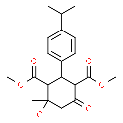 ChemSpider 2D Image | Dimethyl 4-hydroxy-2-(4-isopropylphenyl)-4-methyl-6-oxo-1,3-cyclohexanedicarboxylate | C20H26O6