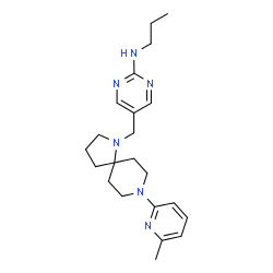 ChemSpider 2D Image | 5-{[8-(6-Methyl-2-pyridinyl)-1,8-diazaspiro[4.5]dec-1-yl]methyl}-N-propyl-2-pyrimidinamine | C22H32N6
