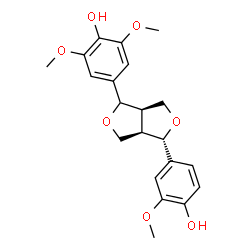 ChemSpider 2D Image | 4-[(3aR,4S,6aR)-4-(4-Hydroxy-3-methoxyphenyl)tetrahydro-1H,3H-furo[3,4-c]furan-1-yl]-2,6-dimethoxyphenol | C21H24O7