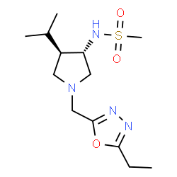 ChemSpider 2D Image | N-{(3S,4R)-1-[(5-Ethyl-1,3,4-oxadiazol-2-yl)methyl]-4-isopropyl-3-pyrrolidinyl}methanesulfonamide | C13H24N4O3S