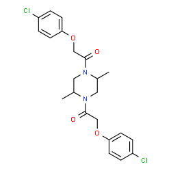 ChemSpider 2D Image | 1,1'-(2,5-Dimethyl-1,4-piperazinediyl)bis[2-(4-chlorophenoxy)ethanone] | C22H24Cl2N2O4