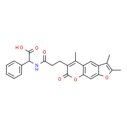 ChemSpider 2D Image | Phenyl{[3-(2,3,5-trimethyl-7-oxo-7H-furo[3,2-g]chromen-6-yl)propanoyl]amino}acetic acid | C25H23NO6