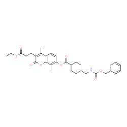 ChemSpider 2D Image | 3-(3-Ethoxy-3-oxopropyl)-4,8-dimethyl-2-oxo-2H-chromen-7-yl 4-({[(benzyloxy)carbonyl]amino}methyl)cyclohexanecarboxylate | C32H37NO8