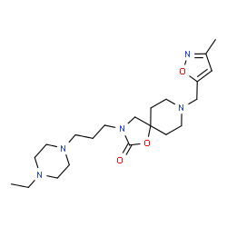 ChemSpider 2D Image | 3-[3-(4-Ethyl-1-piperazinyl)propyl]-8-[(3-methyl-1,2-oxazol-5-yl)methyl]-1-oxa-3,8-diazaspiro[4.5]decan-2-one | C21H35N5O3