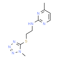 ChemSpider 2D Image | 4-Methyl-N-{2-[(1-methyl-1H-tetrazol-5-yl)sulfanyl]ethyl}-2-pyrimidinamine | C9H13N7S