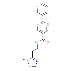 ChemSpider 2D Image | N-[2-(1-Methyl-1H-1,2,4-triazol-5-yl)ethyl]-2-(3-pyridinyl)-5-pyrimidinecarboxamide | C15H15N7O