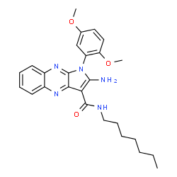 ChemSpider 2D Image | 2-Amino-1-(2,5-dimethoxyphenyl)-N-heptyl-1H-pyrrolo[2,3-b]quinoxaline-3-carboxamide | C26H31N5O3
