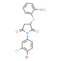 ChemSpider 2D Image | 3-[(2-aminophenyl)thio]-1-(4-bromo-3-chlorophenyl)pyrrolidine-2,5-dione | C16H12BrClN2O2S
