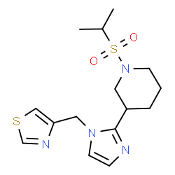 ChemSpider 2D Image | 1-(Isopropylsulfonyl)-3-[1-(1,3-thiazol-4-ylmethyl)-1H-imidazol-2-yl]piperidine | C15H22N4O2S2