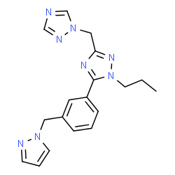 ChemSpider 2D Image | 1-Propyl-5-[3-(1H-pyrazol-1-ylmethyl)phenyl]-3-(1H-1,2,4-triazol-1-ylmethyl)-1H-1,2,4-triazole | C18H20N8
