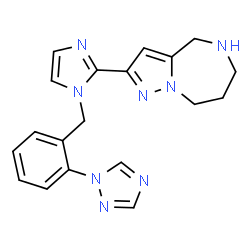 ChemSpider 2D Image | 2-{1-[2-(1H-1,2,4-Triazol-1-yl)benzyl]-1H-imidazol-2-yl}-5,6,7,8-tetrahydro-4H-pyrazolo[1,5-a][1,4]diazepine | C19H20N8