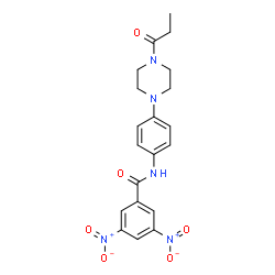ChemSpider 2D Image | 3,5-Dinitro-N-[4-(4-propionyl-1-piperazinyl)phenyl]benzamide | C20H21N5O6