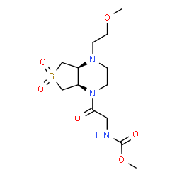 ChemSpider 2D Image | Methyl {2-[(4aS,7aR)-4-(2-methoxyethyl)-6,6-dioxidohexahydrothieno[3,4-b]pyrazin-1(2H)-yl]-2-oxoethyl}carbamate | C13H23N3O6S