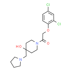 ChemSpider 2D Image | 2-(2,4-Dichlorophenoxy)-1-[4-hydroxy-4-(1-pyrrolidinylmethyl)-1-piperidinyl]ethanone | C18H24Cl2N2O3