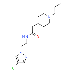 ChemSpider 2D Image | N-[2-(4-Chloro-1H-pyrazol-1-yl)ethyl]-2-(1-propyl-4-piperidinyl)acetamide | C15H25ClN4O
