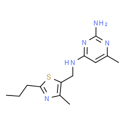 ChemSpider 2D Image | 6-Methyl-N~4~-[(4-methyl-2-propyl-1,3-thiazol-5-yl)methyl]-2,4-pyrimidinediamine | C13H19N5S