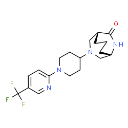 ChemSpider 2D Image | (1S,5R)-3-{1-[5-(Trifluoromethyl)-2-pyridinyl]-4-piperidinyl}-3,9-diazabicyclo[3.3.2]decan-10-one | C19H25F3N4O