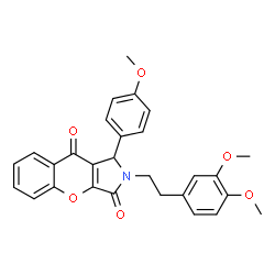 ChemSpider 2D Image | 2-[2-(3,4-Dimethoxyphenyl)ethyl]-1-(4-methoxyphenyl)-1,2-dihydrochromeno[2,3-c]pyrrole-3,9-dione | C28H25NO6