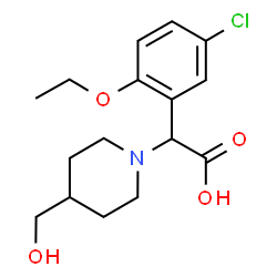ChemSpider 2D Image | (5-Chloro-2-ethoxyphenyl)[4-(hydroxymethyl)-1-piperidinyl]acetic acid | C16H22ClNO4