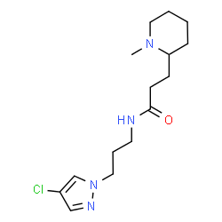 ChemSpider 2D Image | N-[3-(4-Chloro-1H-pyrazol-1-yl)propyl]-3-(1-methyl-2-piperidinyl)propanamide | C15H25ClN4O