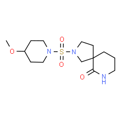ChemSpider 2D Image | 2-[(4-Methoxy-1-piperidinyl)sulfonyl]-2,7-diazaspiro[4.5]decan-6-one | C14H25N3O4S