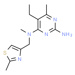 ChemSpider 2D Image | 5-Ethyl-N~4~,6-dimethyl-N~4~-[(2-methyl-1,3-thiazol-4-yl)methyl]-2,4-pyrimidinediamine | C13H19N5S