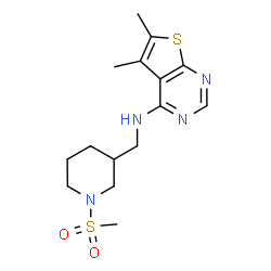 ChemSpider 2D Image | 5,6-Dimethyl-N-{[1-(methylsulfonyl)-3-piperidinyl]methyl}thieno[2,3-d]pyrimidin-4-amine | C15H22N4O2S2