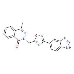 ChemSpider 2D Image | 2-{[3-(1H-Benzimidazol-5-yl)-1,2,4-oxadiazol-5-yl]methyl}-4-methyl-1(2H)-phthalazinone | C19H14N6O2