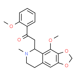 ChemSpider 2D Image | 2-(4-Methoxy-6-methyl-5,6,7,8-tetrahydro[1,3]dioxolo[4,5-g]isoquinolin-5-yl)-1-(2-methoxyphenyl)ethanone | C21H23NO5