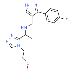 ChemSpider 2D Image | N-{[3-(4-Fluorophenyl)-1H-pyrazol-4-yl]methyl}-1-[4-(2-methoxyethyl)-4H-1,2,4-triazol-3-yl]ethanamine | C17H21FN6O