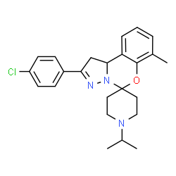 ChemSpider 2D Image | 2'-(4-Chlorophenyl)-1-isopropyl-7'-methyl-1',10b'-dihydrospiro[piperidine-4,5'-pyrazolo[1,5-c][1,3]benzoxazine] | C24H28ClN3O
