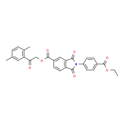 ChemSpider 2D Image | 2-(2,5-Dimethylphenyl)-2-oxoethyl 2-[4-(ethoxycarbonyl)phenyl]-1,3-dioxo-5-isoindolinecarboxylate | C28H23NO7