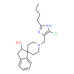 ChemSpider 2D Image | 1'-[(2-Butyl-4-chloro-1H-imidazol-5-yl)methyl]-2,3-dihydrospiro[indene-1,4'-piperidin]-2-ol | C21H28ClN3O