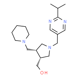 ChemSpider 2D Image | [(3R,4R)-1-[(2-Isopropyl-5-pyrimidinyl)methyl]-4-(1-piperidinylmethyl)-3-pyrrolidinyl]methanol | C19H32N4O