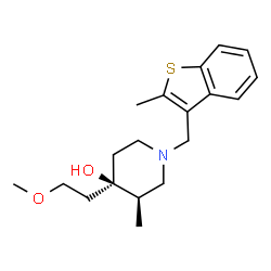 ChemSpider 2D Image | (3R,4R)-4-(2-Methoxyethyl)-3-methyl-1-[(2-methyl-1-benzothiophen-3-yl)methyl]-4-piperidinol | C19H27NO2S